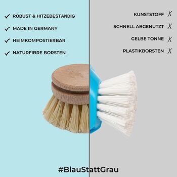 Lot de 4 têtes interchangeables universelles pour brosse à vaisselle | FSC & fabriqué en Allemagne 4