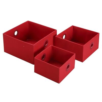 SET OF 3 RED SQUARE BASKETS 19710026