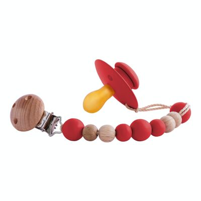 Pacifier clip | Wood & burgundy red