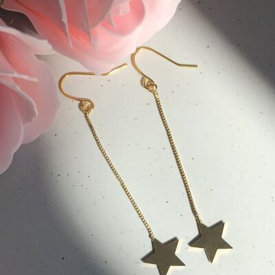 18k Gold Plated Dangle Star Earrings