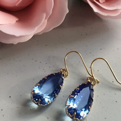 Two-Toned Glass Gold Earrings