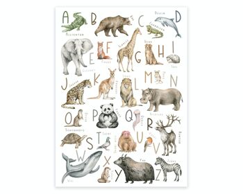 Affiche animaux Alphabet A3 | Alphabet des animaux | Affiche Animaux | Affiche ABC | Affiche chambre d'enfant 3
