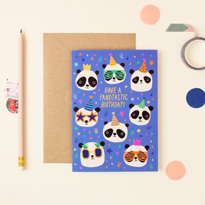 Party Pandas Carte d'anniversaire pour enfant Carte d'anniversaire pour enfant