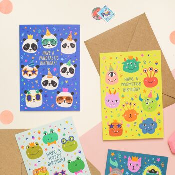 Party Pandas Carte d'anniversaire pour enfant Carte d'anniversaire pour enfant 2
