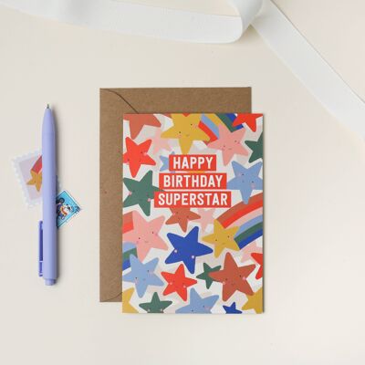 Tarjeta de cumpleaños Superstar Tarjeta de cumpleaños para niños