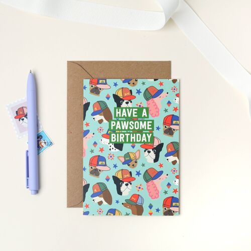 Pawsome Birthday Card  Dog Birthday Card for Kids