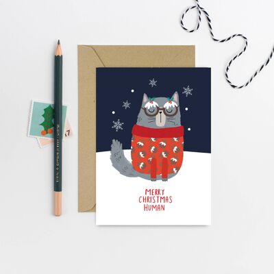 Christmas Cat Card  Christmas Card  Seasonal  Holiday