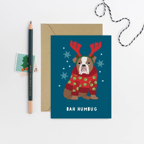 Grumpy Dog Holiday Card  Christmas Card  Seasonal Card