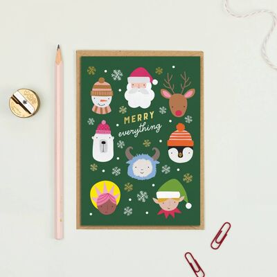 Merry Everything Carte de vacances Carte de Noël Saisonnier