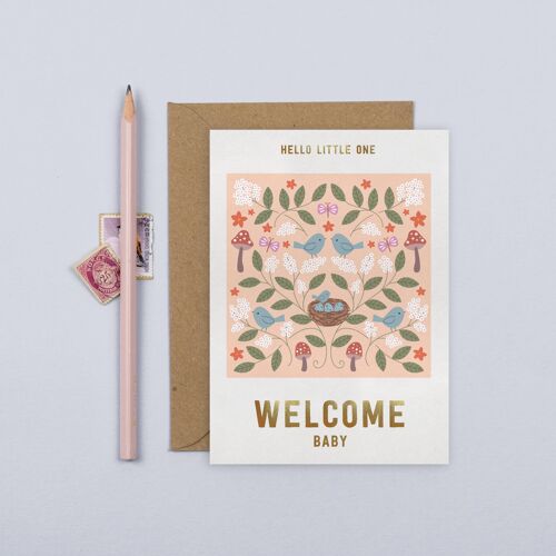 Welcome Baby Nest Card  New Baby Card  New Parent Card