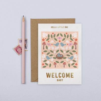 Welcome Baby Nest Card  New Baby Card  New Parent Card