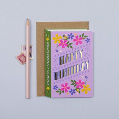 Tarjeta de libro de cumpleaños Tarjeta de cumpleaños femenina Tarjeta de lámina de oro