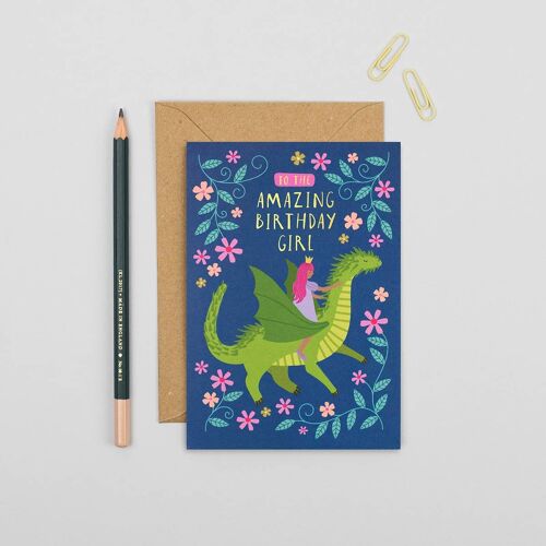 The Princess and the Dragon Birthday Card  Luxury Kids Card