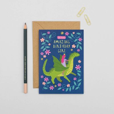 La Princesse et le Dragon Carte d'anniversaire Carte de luxe pour enfants