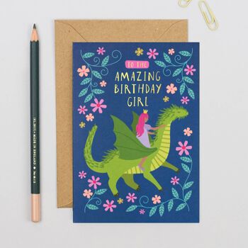 La Princesse et le Dragon Carte d'anniversaire Carte de luxe pour enfants 4