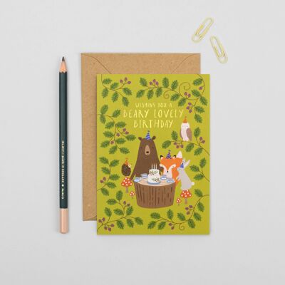 Woodland Party Birthday Card  Fun Kids Animal Card