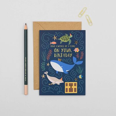Whale of a Time Geburtstagskarte für Kinder Lustige Kinderkarte