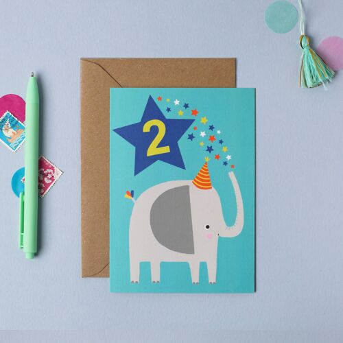 Age 2 Blue Kid's Birthday Card  Children’s Birthday Card
