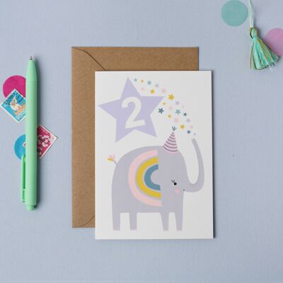 Age 2 Purple Kid's Birthday Card  Children’s Birthday Card