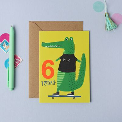 Age 6 Croc Kid's Birthday Card  Children’s Birthday Card