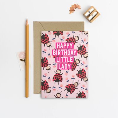 Little Lady Birthday Card  Kids Birthday Card  Children