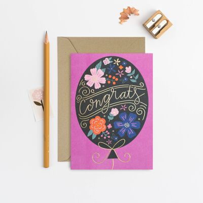 Congrats Balloon Card  Congratulations Card  Celebrate