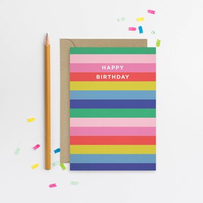 Stripes Birthday Card  Rainbow Birthday Card  Pride Card