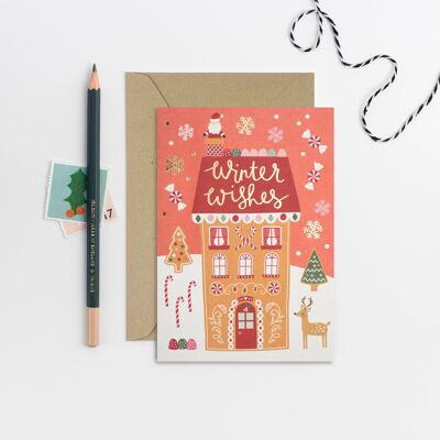 Lebkuchen-Haus-Feiertags-Karte Weihnachtskarte saisonal