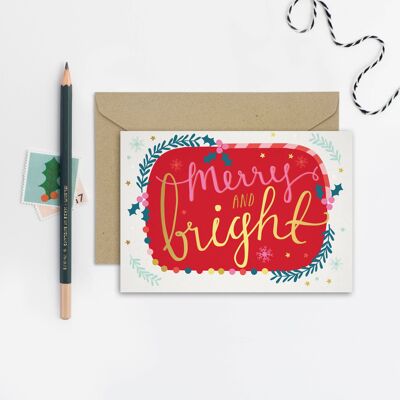 Merry and Bright Christmas Card  Holiday Card  Seasonal
