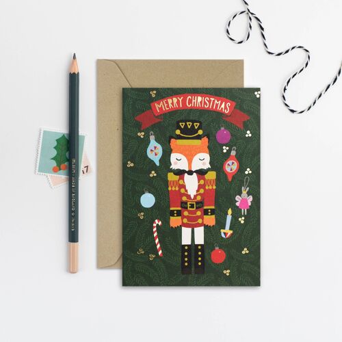 Nutcracker Fox Holiday Card  Christmas Card  Seasonal Card