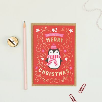 Pinguino Merry Christmas Card Biglietto festivo Biglietto stagionale