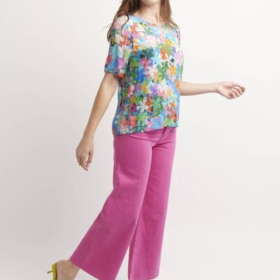 Top fluide motif floral Pop