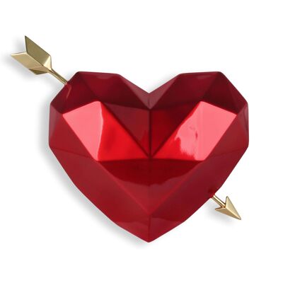 ADM - Escultura de resina 'Corazón perforado' - Color rojo - 31 x 36 x 12 cm