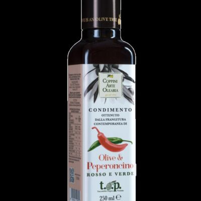 Condimento Olive & Peperoncino Rosso e Verde - Olio Piccante - cartone da 6 bottiglie da 250 ml