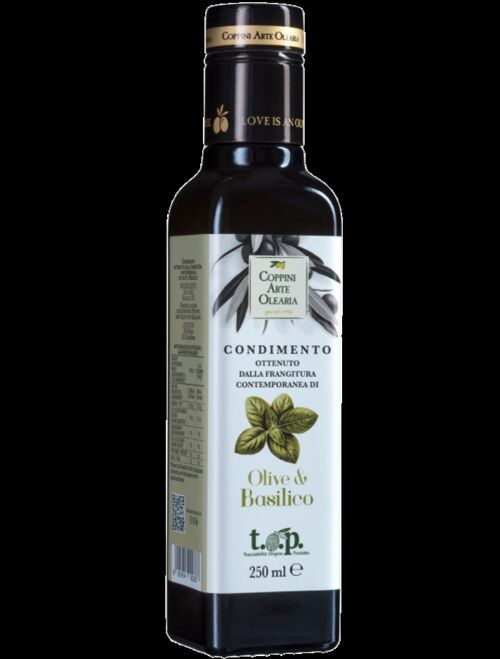 Condimento Olive & Basilico - Olio al basilico - cartone da 6 bottiglie da 250 ml