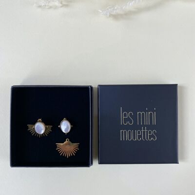 Aurore sun earrings in stainless steel and mother-of-pearl