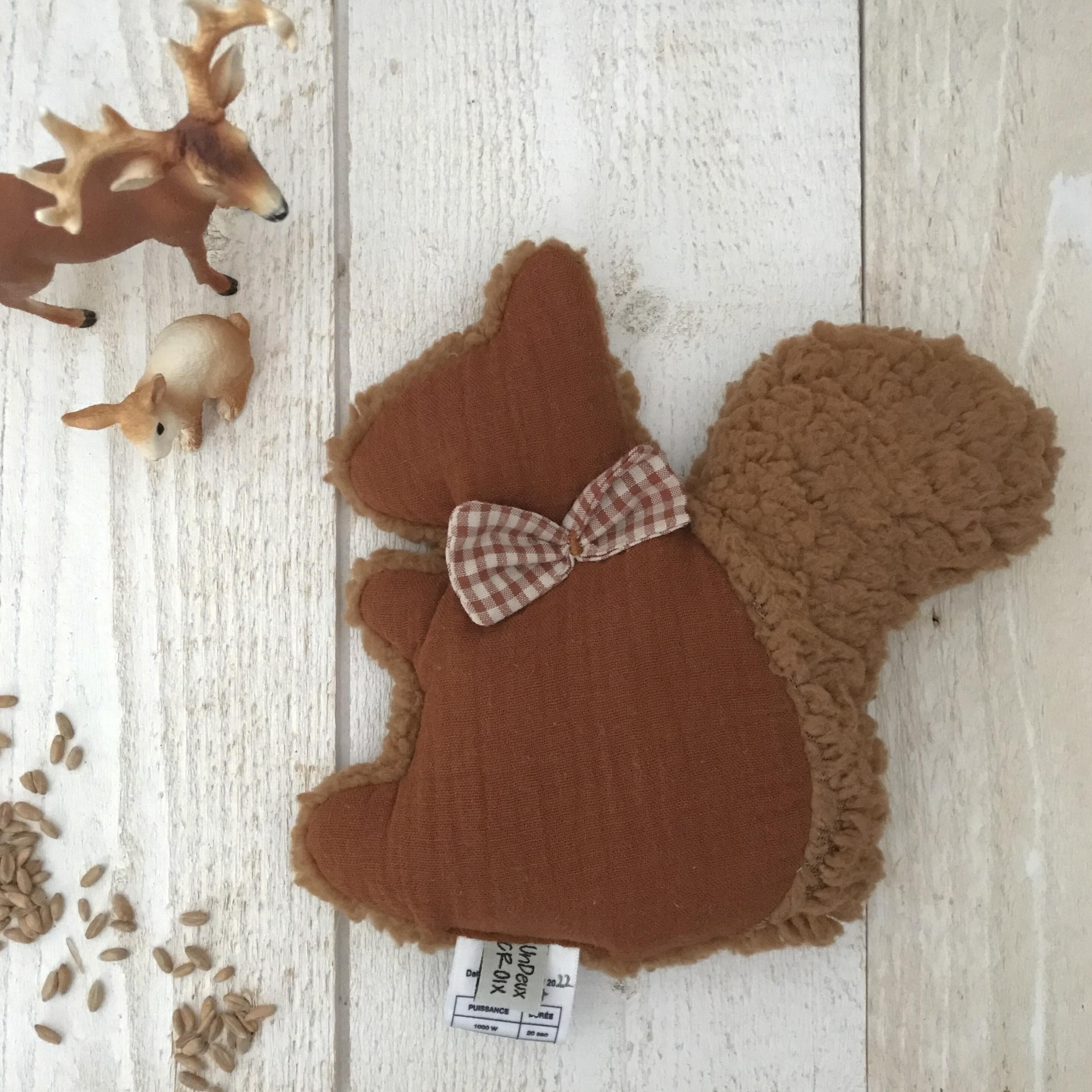 borsa dell'acqua calda secca di peluche - SCOIATTOLO - cognac