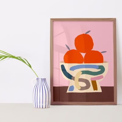 25 Wandposter "Bol d'oranges 02", Format A4/A3, minimalistische und farbenfrohe Illustrationen