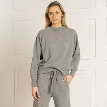 Pull Femme 100% Mérinos Ras Du Cou Oslo Gris Clair 1