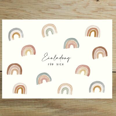 Set of 10 invitation cards children's birthday | Invitation for children | Children's birthday party - invitation with rainbows | DIN A6