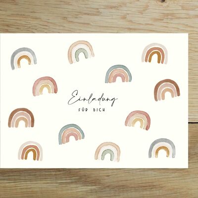 Set of 10 invitation cards children's birthday | Invitation for children | Children's birthday party - invitation with rainbows | DIN A6