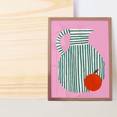 25 Wandposter „Striped Vase 02“, Format A4/A3, minimalistisch und farbenfroh illustriert
