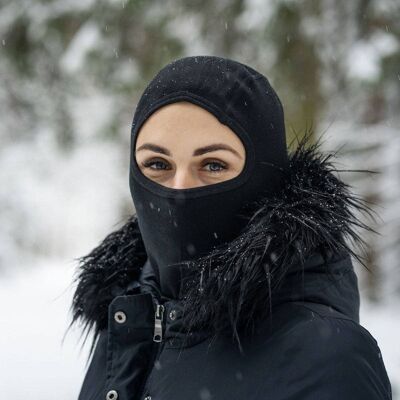 Women's Merino Wool 250gsm Balaclava Face Cover Black