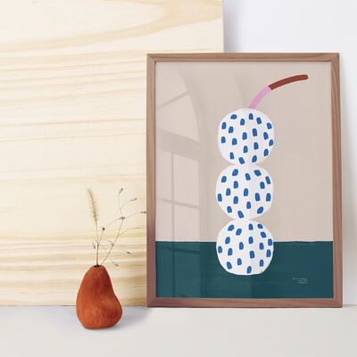 25 Wandposter „Vase à pois“, Format A4/A3, minimalistisch und farbenfroh illustriert