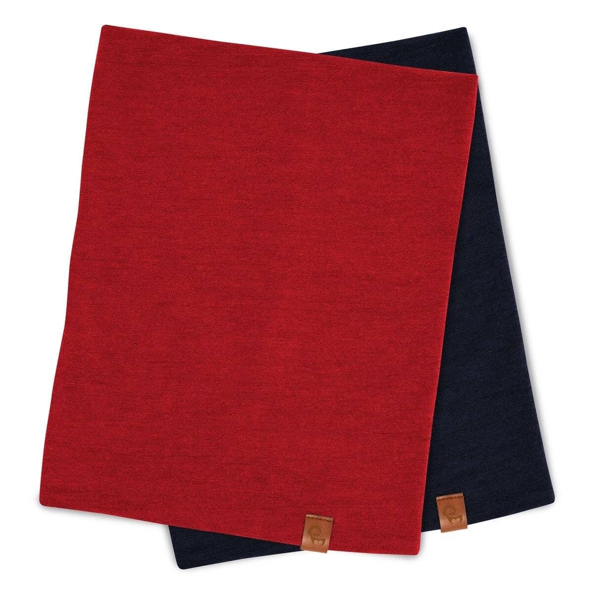 Confezione da 2 scaldacollo da donna in lana merino Royal cherry/blu scuro