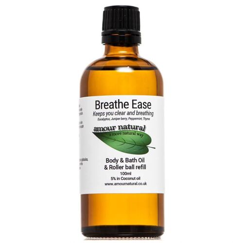 Breathe Ease Body & Bath oil, and roller ball refill 5% 100ml