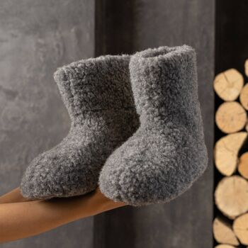 Pantoufles Chaussons en Molleton pour Femme Gris Foncé 2