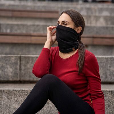 Braga de cuello de lana merino para mujer negra