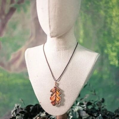 Wood Pendant Autumn Leaf Oak Autumn Witch Cottagecore