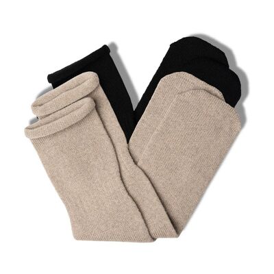 Lot de 2 paires de chaussettes pour femme Noir/Beige crème